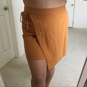 Mustard yellow faux wrap skirt
